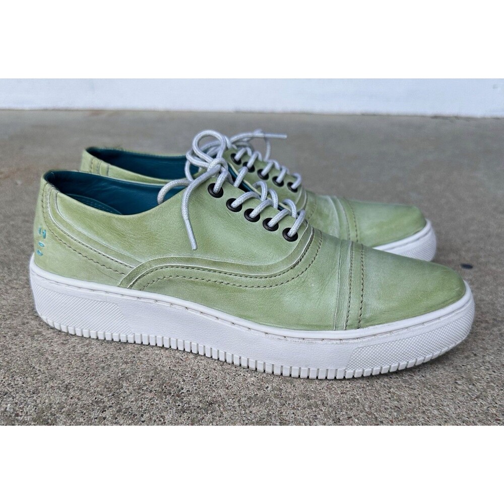 ROAN Women’s Green/White Leather Lace Up Low Top Comfort Sneakers 8M EU 38